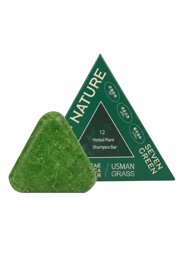 طبيعة شامبو Nature Triangle، صابون Nature Seven الأخضر، شامبو Usman Grass، مهدئ ومقوي للشعر للنساء والرجال (قطعة واحدة) - Image 1
